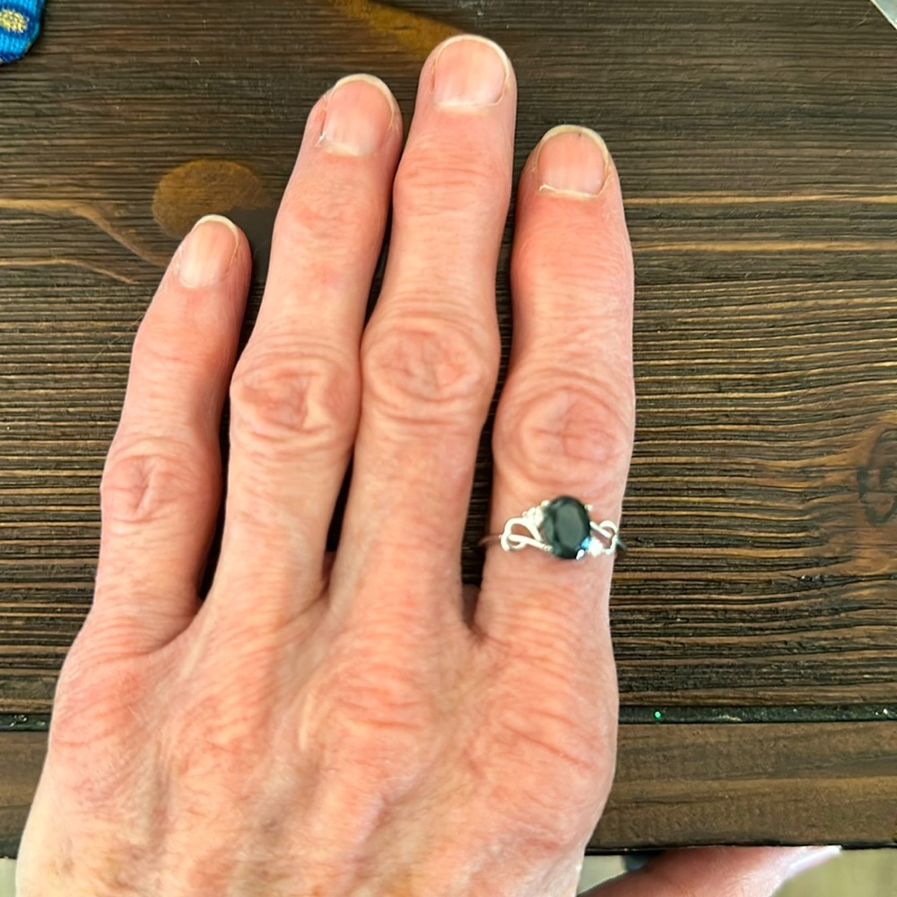 Sterling Silver Moss Agate size 7 ring